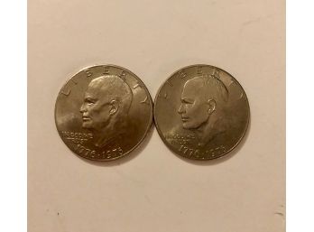 1976 BICENTENNIAL Eisenhower Dollar Coins, Pair