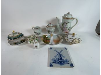 FINE PORCELAIN LOT INCLUDES LIMOGE, CAPODIMONTE, ADAMS, CALYXWARE, AND NIPPON