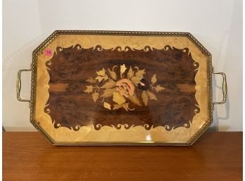 ITALIAN MARKETRY BRASS MOUNTED SERVING TRAY