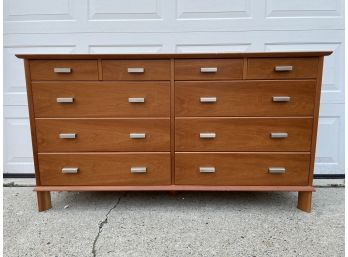 A BEAUTIFUL CONTEMPORARY CHERRY LONG CHEST