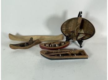 FIVE FOLK ART BOATS AND CANOES