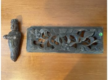 TWO ANTIQUE SOUTHEAST ASIAN WOOD CARVINGS