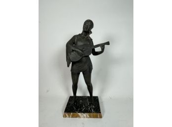 BRONZE PATENATED MINSTREL POT METAL FIGURE