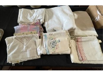 TWO BOXES ANTIQUE LINENS