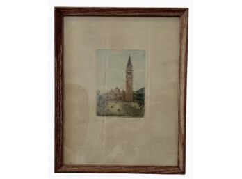 Antique Signed Tinted Print, Florence, Italy