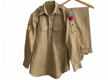 Post WW2 Circa 1950s  Sergeant's US Army Khaki Field Uniform (A)