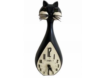 Vintage Retro Cat Clock By Spartus