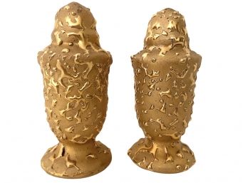 Mid Century Gold Salt And Pepper Shakers