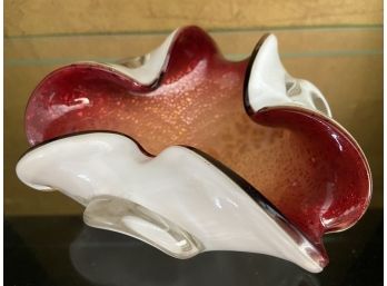 Vintage Murano Glass Freeform Candy Bowl From Italy