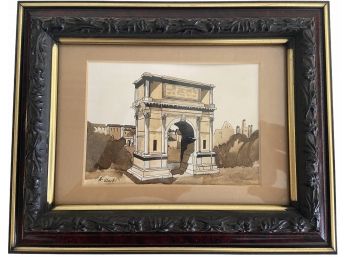 Signed Watercolor  Arch Of Titus In Rome