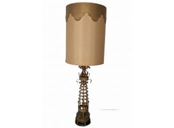 Vintage Tall Antique Brass Table Lamp - Made In Spain