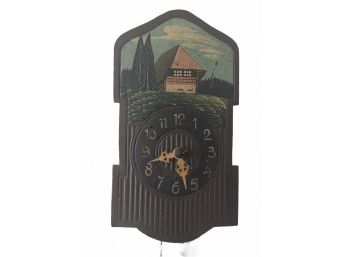 Vintage German Painted Scene Clock (H)