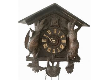 Antique Hunter's Cuckoo Clock (E) With Pheasant & Rabbit
