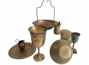 Group Of Old World Brass And Copper Objects