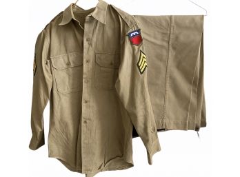 Post WW2 Circa 1950s Sergeant's US Army Khaki Field Uniform (B)