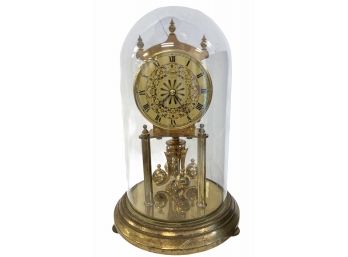 Antique 13' Brass Clock With Enamel Dial (D)