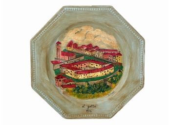 Signed Hand Painted Plate - Jewish Ghetto Venice, Italy