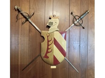 Vintage Coat Of Arms With Two Lifesize Swords