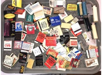 Tray Lot Of Vintage Matches & Lighters