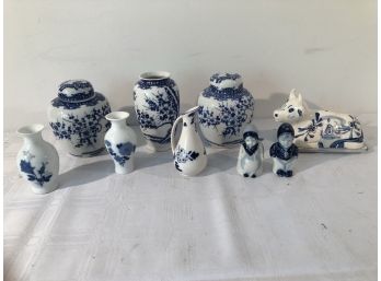 9 Piece Blue & White Misc Lot