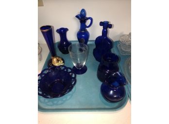 8 Piece Cobalt Blue Glass Lot