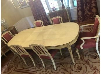 French Country Table & 6 Chairs 2 Arm Leafs & Pads