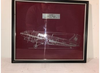 Framed Airplane Silver Overlay/Filigree DC-3 N136 PB