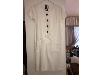 White & Black Button Front Dress Size 8P