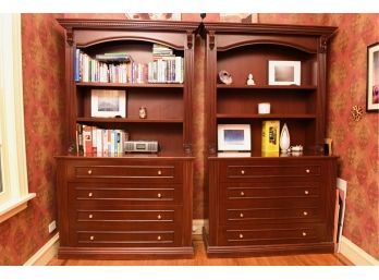 Pair Of Mahogany Four Drawer Bookcases