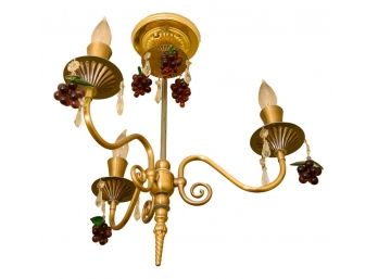 Three Arm Chandelier With Clusters Of Dangling Grapes