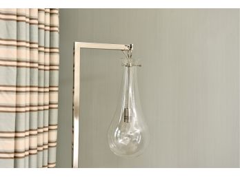 Arteriors Sabine Floor Lamp In Polished Nickle With A Teardrop Glass Shade