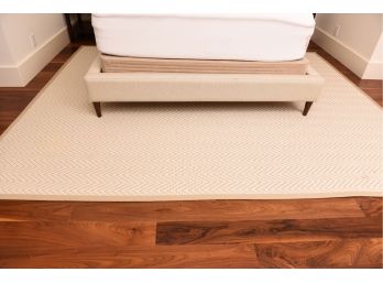 Chevron Patterned Good Quality Large Wool Area Rug With Contrasting Binding (8' X 10')