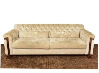 Safavieh Lethbridge Velvet Sofa With Gold Finish Stainless Steel Frame