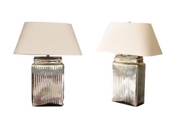 Pair Of Jamie Young Silver Mercury Glass Table Lamps