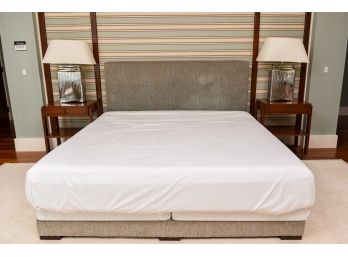 Custom King Size Platform Bed With Tufted Headboard