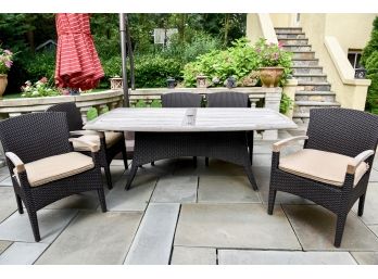 Gloster Plantation Teak And All Weather Wicker Patio Dining Set