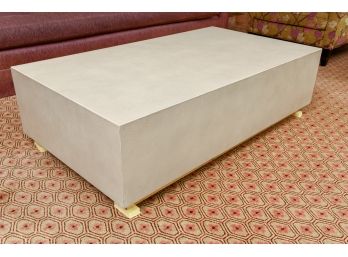 Shagreen Coffee Table With Brushed Gold Metal Base