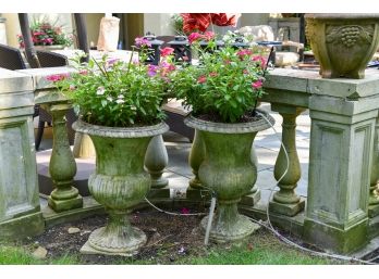 Pair Of Cast Stone Urn Planters