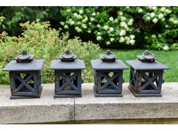 Set Of Four Heavy Cast Iron Garden Lanterns