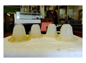 Vintage Frosted  Glass Lamp Shades ~   Lot Of 4