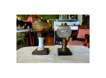 Antique Oil Lamps ~ Lot Of 2  ~ Fair Condition~