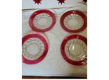 Vintage Tiffin King Crowned Ruby Lunch Plates &  Pyrex #206 10' Pie Plates Circa 1960-80s