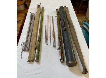 Lot Of Three Vintage Fly Rods In Case