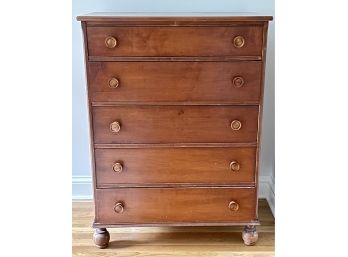 Vintage Wooden Five Drawer Dresser With Separate Mirror Included