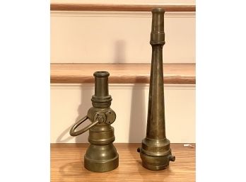 Pair Of Vintage Brass Fire Hose Nozzels