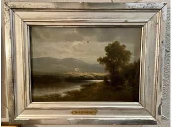 Antique Thomas B Griffin Landscape Oil Painting - Note Damage To Canvas At Top