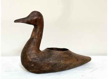 Vintage Carved Wooden Duck Sculpture