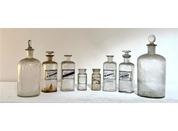 Lot Of 37 Vintage Assorted Size Apothecary Glass Bottles