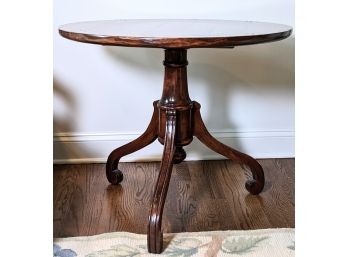 Fine Dark Wood Round-Top ~ 3 Curved Legs Accent Table