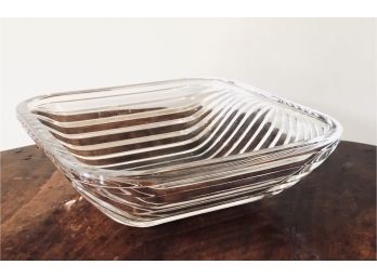 Modern Industrial ~ Heavily Ribbed Square Glass Serving Bowl